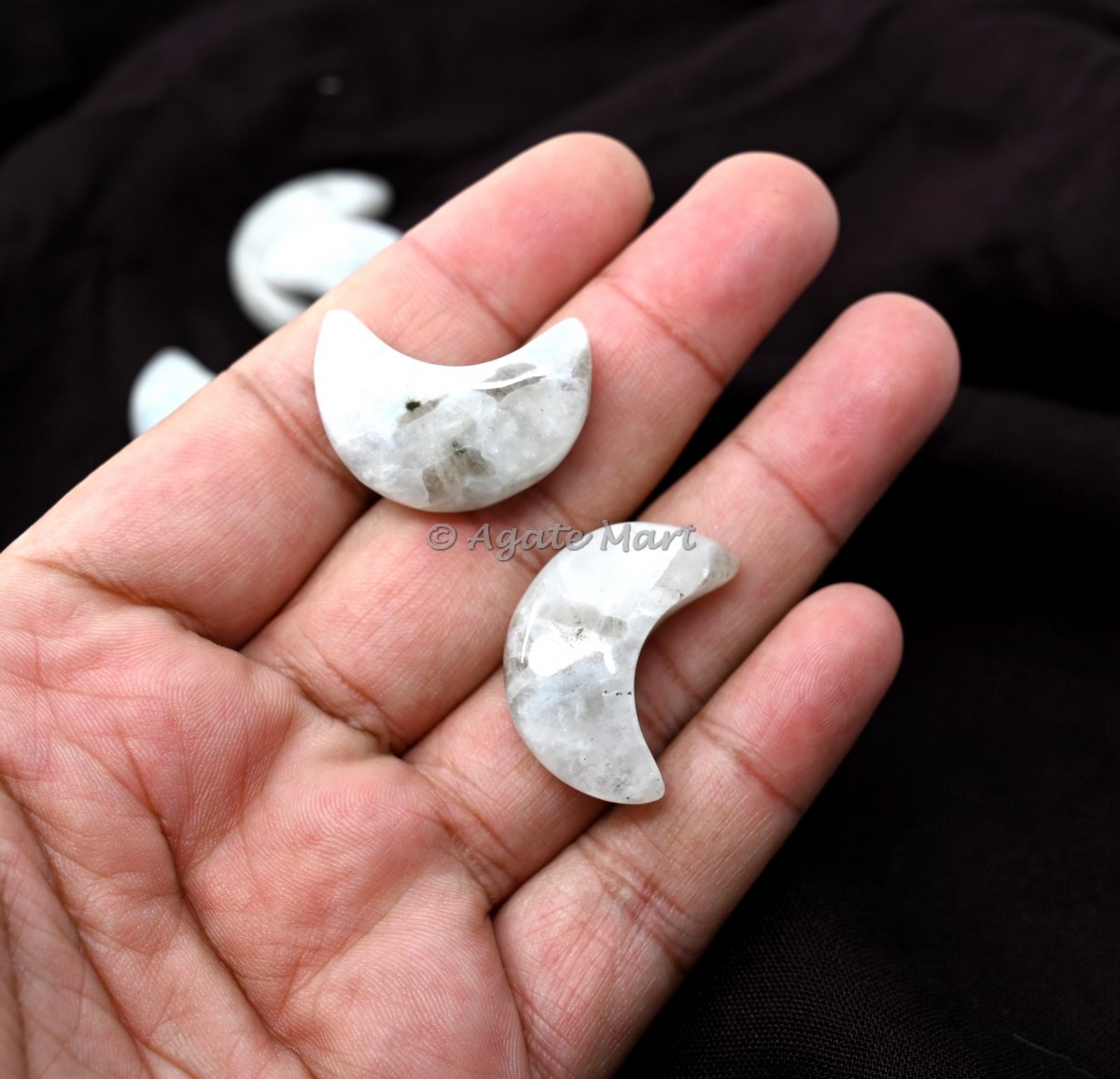 Rainbow Moonstone Crescent Moon