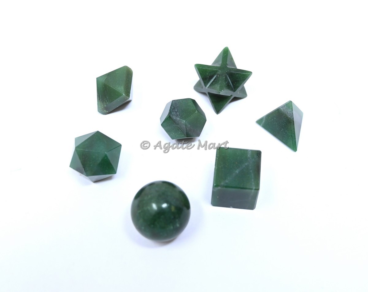 Dark Green Aventurine Sacred 7 pcs Geometry Set