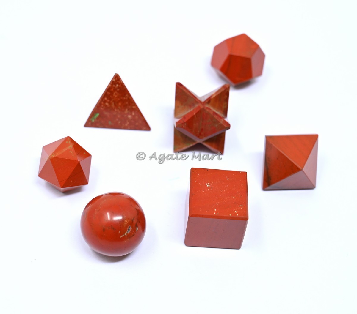 Red Jasper Sacred 7 pcs Geometry Set
