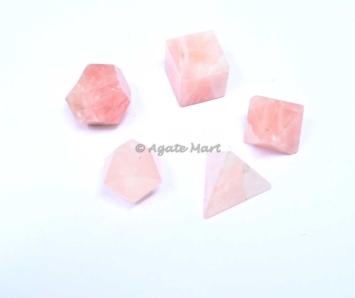 Rose Quartz Sacred 5 pcs Geometry Set