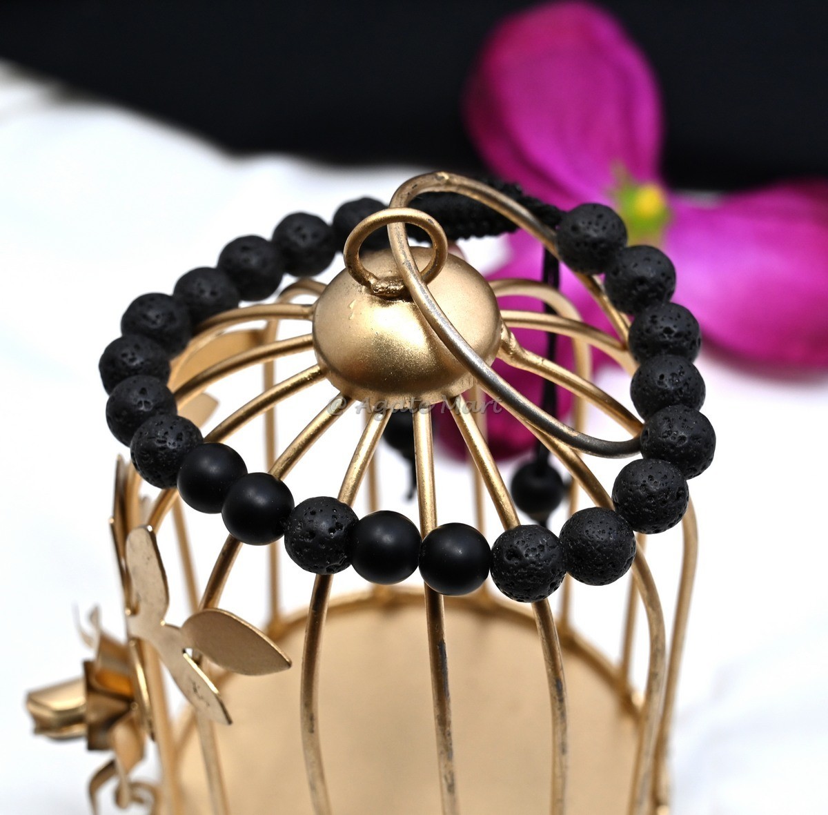 lava With Matt Black Onyx Bracelet Adjustable Bracelet