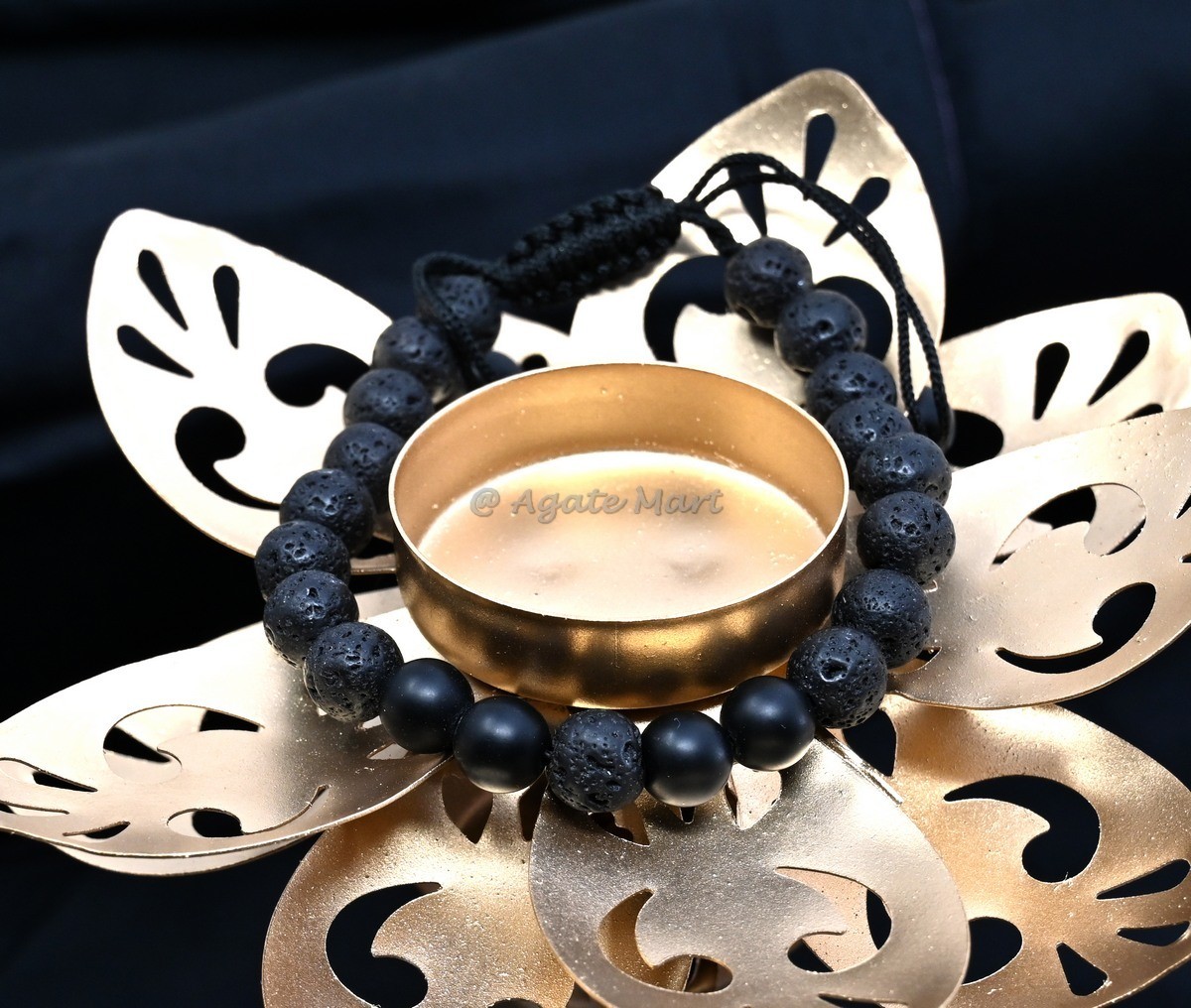 lava With Matt Black Onyx Bracelet Adjustable Bracelet