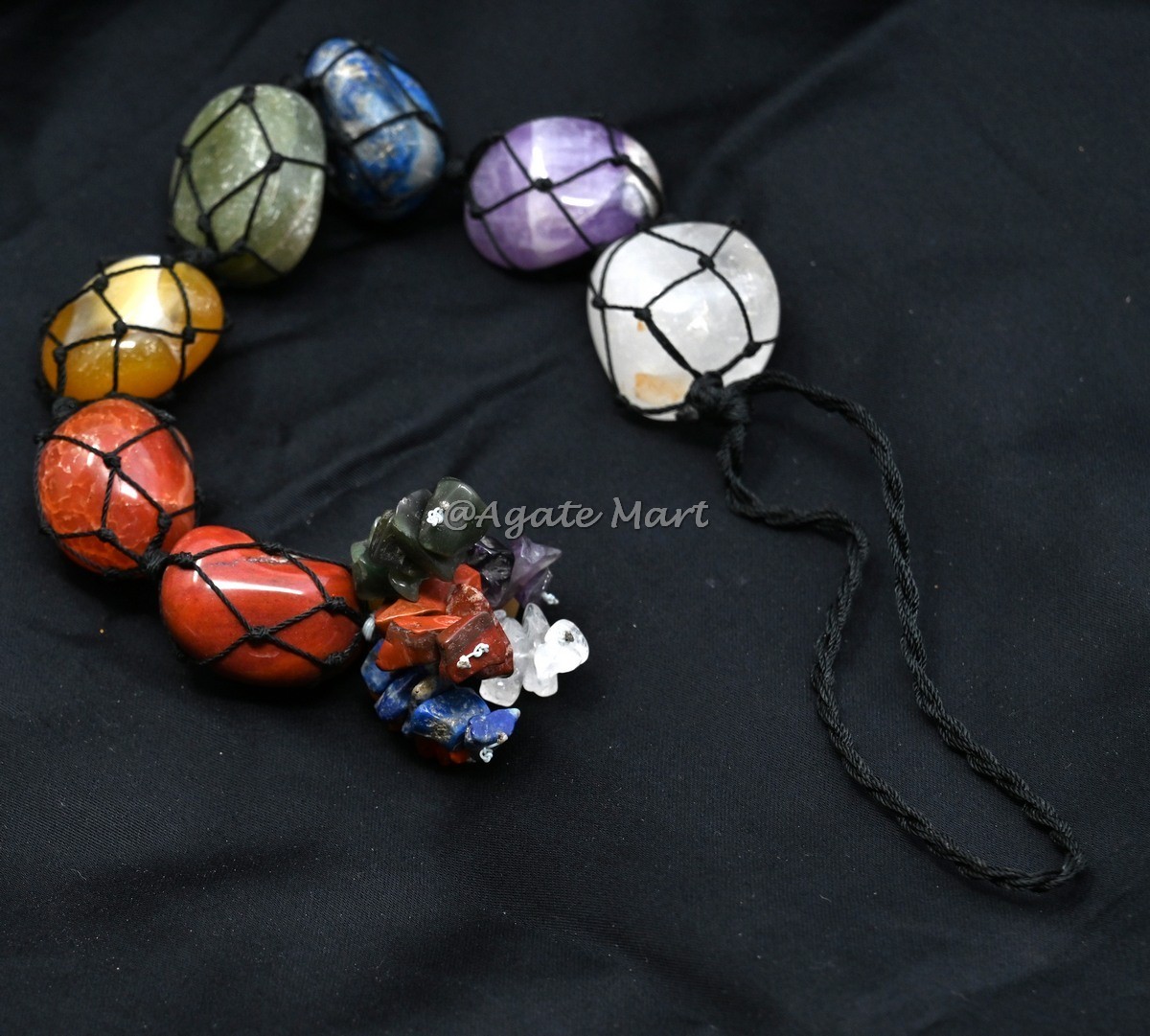 7 Chakra Tumbled Stone For Car And Home Hanging
