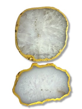 Crystals Slices Gold Plated Coaster