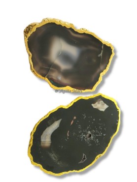 Black Onyx Slices Electroplated Coaster