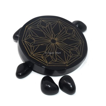 New Symbol Engraved Coaster On Black Agate
