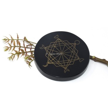 Monophases Engraved Coaster On Black Agate
