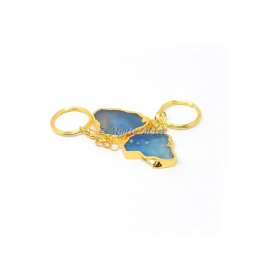 Blue Agate Slice Keychain