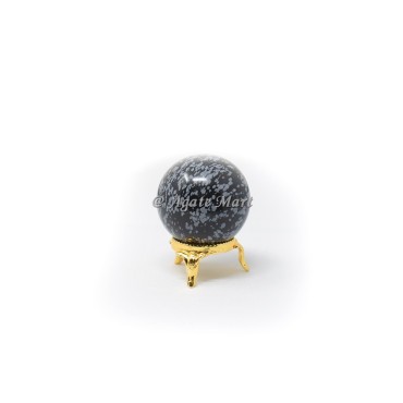 Snowflake Obsidian Crystals Sphere With Brass Stand