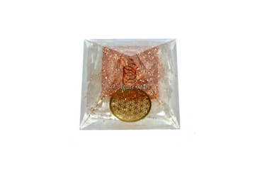 Selenite With Flower of life EMF Protection Orgonite Pyramid Crystal Pyramids