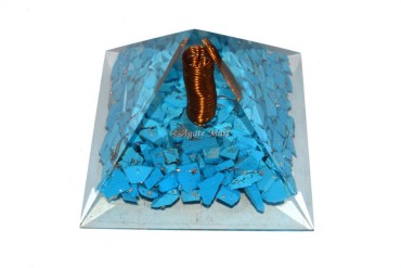 Turquoise With Crystal Points EMF Protection Orgonite Pyramid