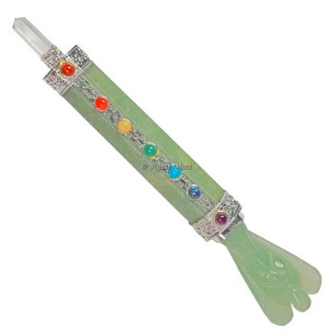 Green Aventurine with Angel With 7 Chakra Healing Stick Wand