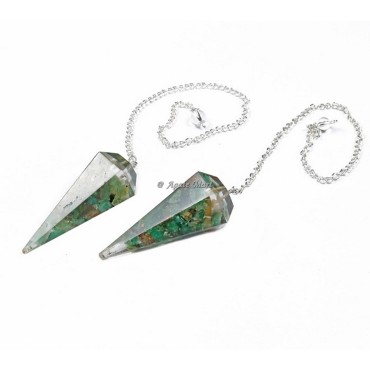 Green Aventurine Orgonite Pendulum with Silver Chain
