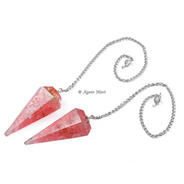 Rose Quartz Orgonite Pendulum with Silver Chain