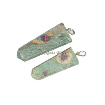 Flat Ruby Zoisite Faceted Pencil Pendant