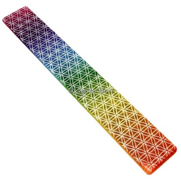 Flower of Life 7 Chakra Color Selenite Wand