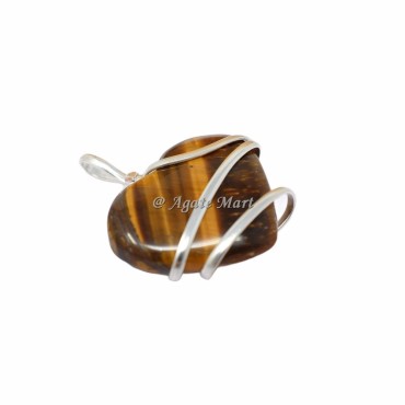 Tiger Eye Heart Wire Wraped Pendants