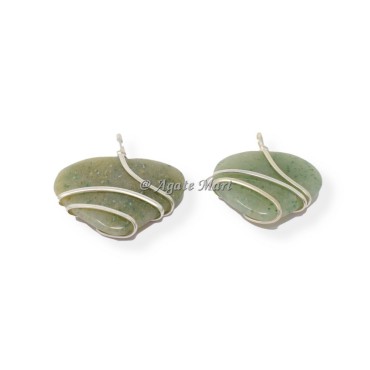 Green Aventurine Heart Wire Wraped Pendant