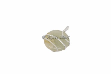 Green Aventurine Circle Wire Wraped Pendant
