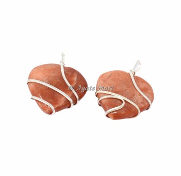 Dark Peach Aventurine Wire Wraped Pendants