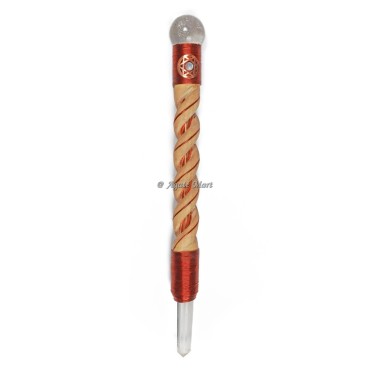 Pentagram spiral Wood Healing Stick Wand