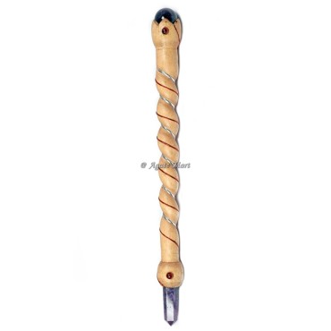 Snake spiral Wood Healing Stick Wand